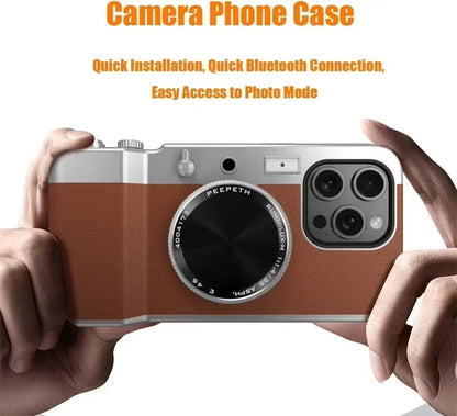 Retro Bluetooth Camera Phone Case for Iphone 15 14 13 12 Pro Max Magnetic Cosmetic Mirror for Iphone 15Promax Hard Phone Cover