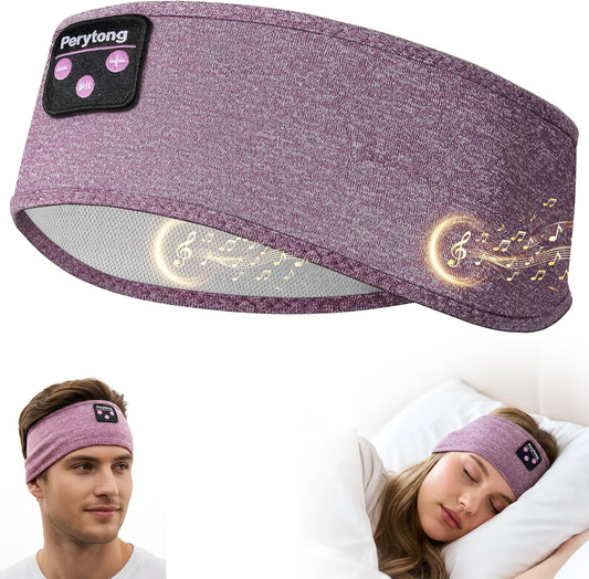 Sleep Headphones Wireless, Bluetooth Sports Headband Headphones with Ultra-Thin HD Stereo Speakers Perfect for Sleeping,Workout,Jogging,Yoga,Insomnia, Air Travel, Meditation (Purple)