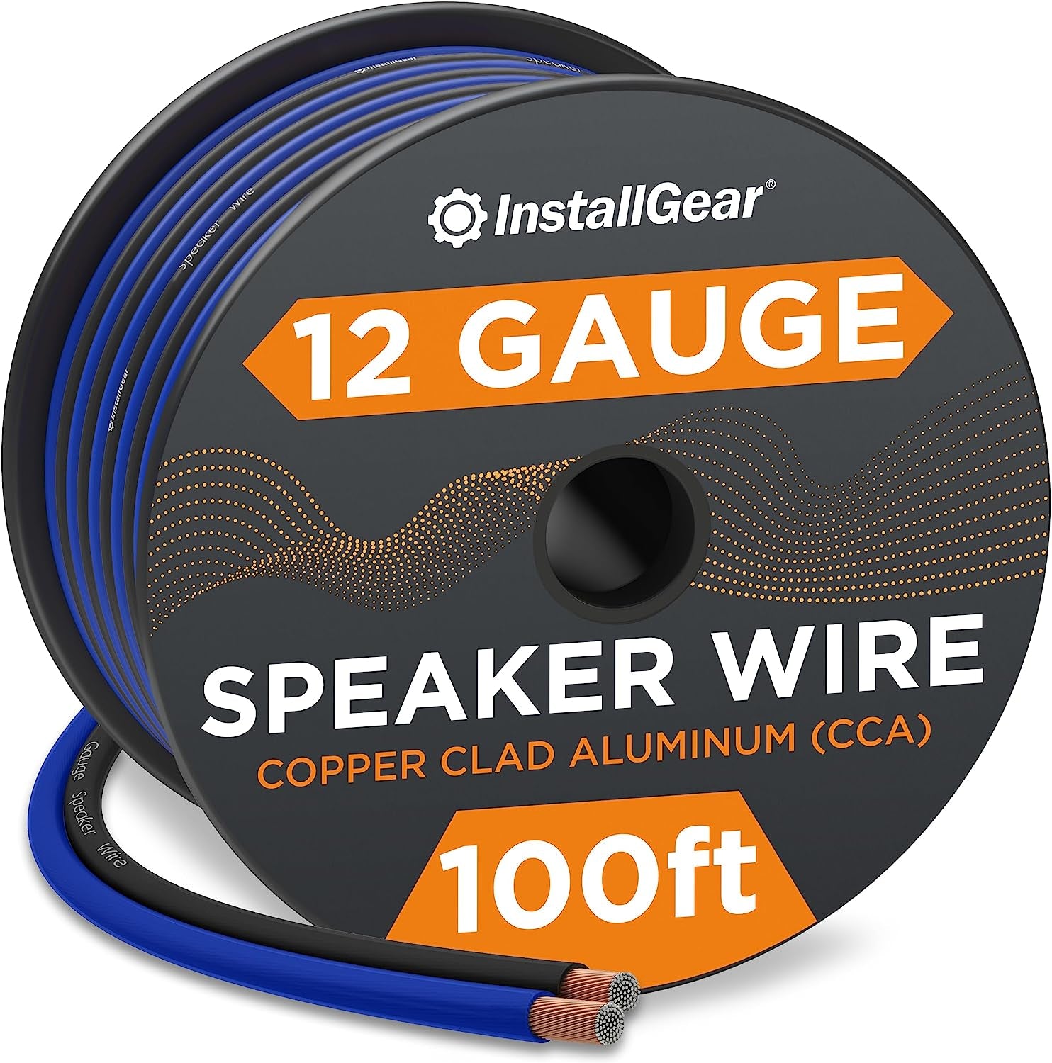 12 Gauge AWG 100Ft Speaker Wire True Spec and Soft Touch Cable - Blue/Black
